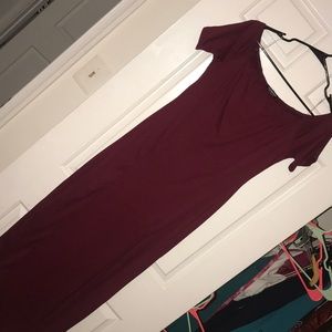Burgundy off shoulder maxi dress NWT
